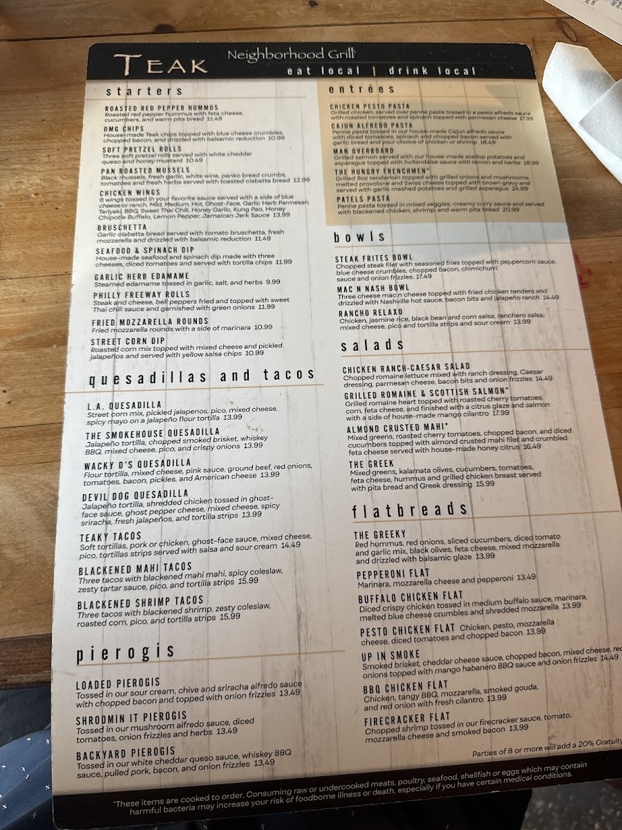 Teak Neighborhood Grill Menu - Image 2