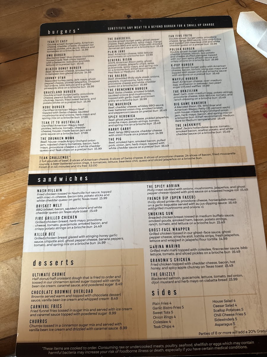 Teak Neighborhood Grill Menu - Image 4